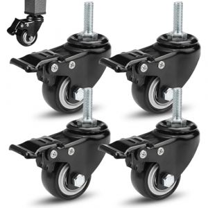 4 Pi&egrave;ces Roulettes Pivotantes, 40mm Roulette Meuble, Roulette Pivotante avec Frein, 360 Degr&eacute;s Roulettes Charge Lourde, Roulettes pour Meubles avec Boulons M8x25mm, Roulettes Pivotantes &agrave; 360&deg; (DHKJEU, neuf)