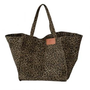 RUGBOL Sac imprim&eacute; l&eacute;opard, sac cabas l&eacute;opard, sac &agrave; bandouli&egrave;re ajustable pour &eacute;cole, travail, voyage et shopping (caf&eacute;) (RUGBOL FR, neuf)