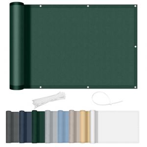 AXT SHADE Brise Vue Balcon 90x600cm Imperméable Cache Vue Balcon Protection UV Opaque Résistant aux Contre Vent avec Trous et Serre Câbles pour Exterieur Terrasse-Vert (Vanilla Home, neuf)