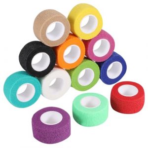 12 Rouleaux Bandage Autoadhésif, 2,5 cm x 4,5 m Bande Cohesive Bande Adhésive élastique Strapping pour Sport Main Bras Pied Articulation Doigt (Coloré) (wangjianuk, neuf)