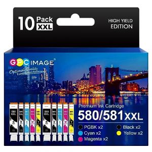 GPC Image PGI-580 CLI-581 XXL Cartouches d'encre Remplacement Compatible pour Canon 581 580 XXL pour TS6150 TS8250 TS8150 TS6151 TR8550 TR7550 TS8151 TS9150 (PGBK/Noir/Cyan/Magenta/Jaune,10-Pack) (ZANDA FREIBERGA, neuf)