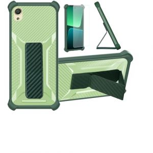 bojioderf Coque pour Sony Xperia X Coque &Eacute;tui Case Cover Hybride [avec Protection d'&eacute;cran en Verre tremp&eacute;] [Support magn&eacute;tique Pliable] [givr&eacute; r&eacute;sistant aux Empreintes digitales] Vert (Oujietong, neuf)