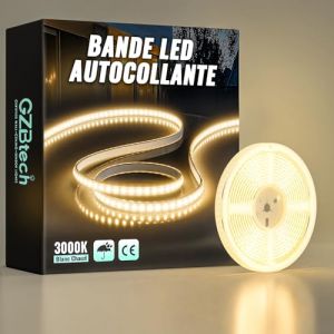 GZBtech 220V Silicone Ruban LED 3M, 3000K Blanc Chaud Flex Découpable IP65 Etanche Exterieur & Intérieur Bandeau LED, 1200LM/M Haute luminosité Bande LED pour Maison Chambre Cuisine Terrasse Jardin (GZBtech, neuf)