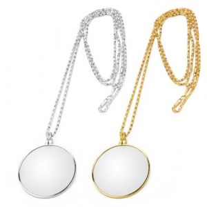 Lot de 2 Loups Monocelles,Petite Mini Monocle Magnifying Glass Portable,Loupe Monocle 5X en M&eacute;tal avec Collier,Lentille en Verre Monocle,Pendentif pour Livres,Journaux,Loupe &agrave; Accrocher (Dor&eacute; Argent&eacute;) (JingXuan-shop, neuf)