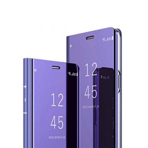 MRSTER Sony Xperia XZ3 Miroir Housse Coque Etui &agrave; Rabat, Mirror Smart View Standing 360&deg; Protecteur Etui Coque pour Sony Xperia XZ3. Flip Mirror: Purple (MRSTER, neuf)