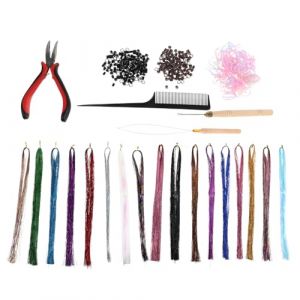 Gatuida Kit de guirlandes pour cheveux : extensions de cheveux en guirlandes - 94 cm, 17 couleurs, 5 400 mèches - Résistantes à la chaleur, mèches pour femmes et filles, usage quotidien, festival, (Brandon Zou, neuf)