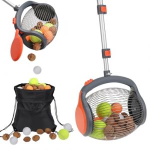 YEOOIYCW Collecteur de noix, extensible 66 à 56 cm, avec grand panier de récolte, pour noix, pommes, glands et fruits tombés, rouleau à noix, cueille-boules, ramasse-pommes (C) (PRUTEANU STORE S.R.L., neuf)