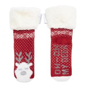 Isotoner Chaussettes anti-dérapantes fille maille noël - picots antidérapants, 25/30, rouge (Isotoner - Boutique Officielle, neuf)