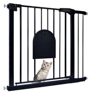 Froadp Barri&egrave;re de s&eacute;curit&eacute;, pour b&eacute;b&eacute;, 85 &agrave; 95 cm, sans per&ccedil;age, avec porte, pivotante des deux c&ocirc;t&eacute;s, automatique, pour animaux de compagnie, noire (Kaysi Yard, neuf)