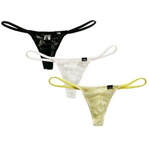 Yomie String en Dentelle pour Hommes sous - v&ecirc;tements Transparents Taille Basse Bikini Panty t Back Bag Tanga Panty sous - v&ecirc;tements pour Hommes (Yomie, neuf)