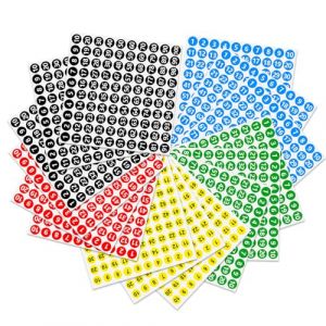 OWLMATE 15 Pièces Chiffres Autocollants, Chiffres Adhesifs, Chiffre Autocollant Exterieur Rondes, Chiffres Adhesifs, 5 Couleurs Numéro Autocollant Imperméables (Qiyu0118E, neuf)