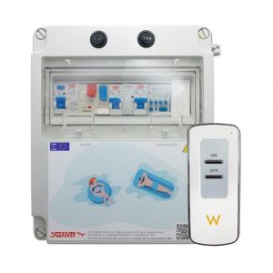 Tableau électrique pour piscine IP65 avec source d'alimentation 12 V CC 60 W avec contacteur à moteur, convient pour chlorateur et télécommande (0,5 à 1 CV (4-6,3 A) ON/OFF (2 fils) (SwimHome, neuf)