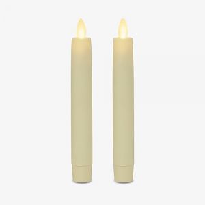 Luminara Lot de 2 chandelles LED à flamme mobile (2,5 x 15,2 cm), bougie sans flamme, dessus plat, cire véritable lisse, non parfumée (ivoire) (Luminara, neuf)
