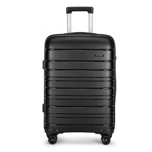 Kono Set de 4 Valises de Voyage Rigide Valise Cabine | Valise Moyenne | Valise Grande Taille à 4 roulettes e Serrure TSA & Vanity Case,Noir (DL-accessories, neuf)