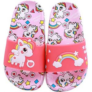 HausFine Enfants Chaussons Licorne Pantoufles de Bain Plates Chaussures de Piscine et de Plage Antidérapant Tongs de bain pour enfant Pour la douche et le bain (Rose, numeric_24) (Domowin, neuf)