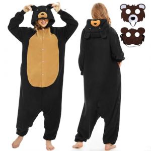 JONRRYIN Combinaison Pyjama Animal Femme, Onesie Kigurumi Adulte Grenouillere avec Masques d'animaux, Animaux Pyjama Combinaison Homme Cosplay pour Carnaval (ROBERTDREAM ETRADE, neuf)
