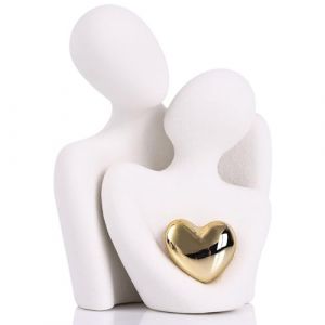 oliruim Mini Statue d&eacute;corative en c&eacute;ramique pour Couple - Statue de Couple Amoureux pour d&eacute;coration int&eacute;rieure, Meuble TV, &eacute;tag&egrave;re, d'anniversaire de Mariage, Cadeau de Saint-Valentin (8 cm, Blanc) (oliruim fr, neuf)