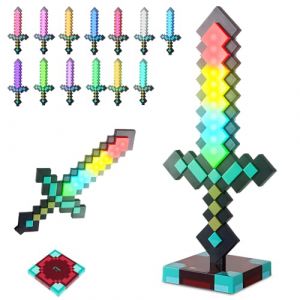 SGZIOO Lampe &Eacute;p&eacute;e de Diamant, Lampe d'&eacute;clairage &Eacute;p&eacute;e Lumineuse avec Station de Recharge, 13 Modes d'&Eacute;clairage Dynamiques avec Effets Sonores d'Aura d'&Eacute;p&eacute;e, Jouet &Eacute;p&eacute;e Diamant, Cadeau &agrave; Faire Soi-M&ecirc;me (jun an shang mao, neuf)