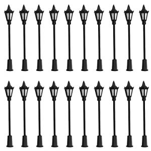 WANGCL Lot de 20 mini lampadaires en plastique LED Street HO OO échelle 1/100 pour bacs à sable miniatures jardins villes modèle (WANGCL EU, neuf)