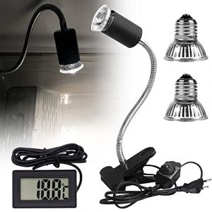 LUFEIS Lampe Chauffante Tortue,UVA+UVB Lampe pour Reptiles, avec 3 Ampoules Lamp Chauffante et thermomètre pour Reptile avec Support Lamp Terrarium pour Reptiles, Amphibiens, Tortues (weiyuyu, neuf)