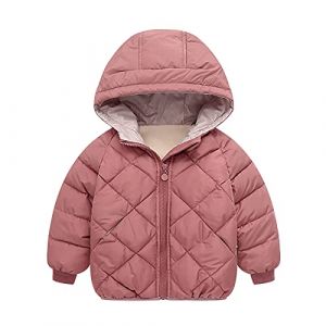 Cozomiz Enfant Blouson à Capuche Bébé Doudoune Hiver Manteau Duvet Garçon Fille Chaud Compressible Coton Veste 5-6 ans Rose (Infinity Deal EU LLC, neuf)