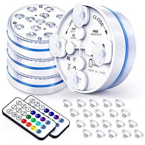 Joycome Lumiere Piscine Hors Sol 13 RGB LED Eclairage Piscine, Lumiere Spa avec Télécommande, IP68 Étanche Lampe Piscine pour Jardin, Baignoire Spa Vase Aquarium - 4 Pièces (Joycome, neuf)