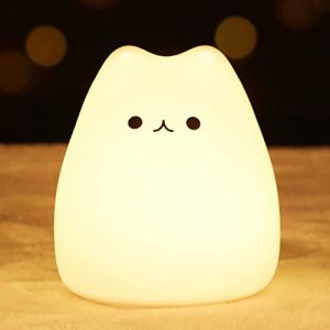 LOVERUIS Veilleuse Enfants, 7 couleurs Lampe de Nuit Bébé Veilleuse, Kawaii Veilleuse Déco Chambre Bébé Veilleuse Enfants Batterie, portable pour cadeau déco (Baleine) (chatons) (Gudingdang, neuf)