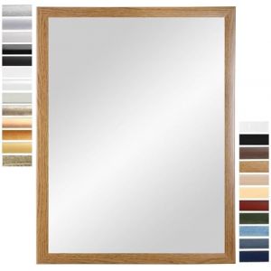 PrimeLuxe Miroir Mural 70 x 90 cm (Dimensions extérieures) en Chêne Rustique | Couleur et Taille sélectionnables | Miroir Salle de Bain et Couloir | avec Cadre en Bois (E-Commerce DELUXE, neuf)