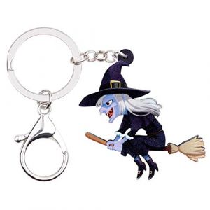 NEWEI Porte-Clés En Acrylique Halloween Horreur Crâne Zombie Porte-Clés Poupée Vaudou Bijoux Pour Femme Filles Porte-Monnaie Accessoires De Voiture (Sorcière D'halloween) (Newei Jewelry, neuf)