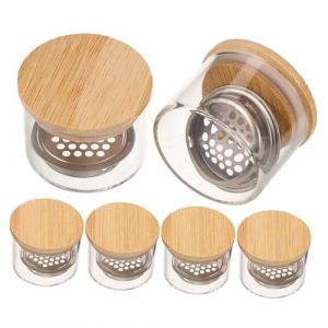 Hemobllo 6pi&egrave;ces Lot de Gobelets pour Laver Pinceaux Ongle avec Couvercle et Filet de Nettoyage Support et Lave-pinceaux pour Paillettes (Leopolerd, neuf)