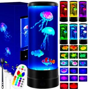 OPAHUTER Lampe Meduse avec T&eacute;l&eacute;commande, 17 Couleurs Jellyfish Lamp, Lampe Meduse Lumineuse LED Aquarium, D&eacute;coration Relaxante Silencieuse pour Enfants et Adultes &agrave; la Maison (Terra Tu, neuf)