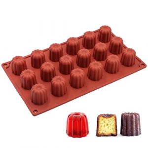 TOKSEO Moule Silicone Mini Cannel&eacute; 18 Cavit&eacute;, Moule Silicone Mini a Cannel&eacute;s, &oslash;3,5 mm Moules &agrave; Caneles Antiadh&eacute;sifs Cavit&eacute;s Pour Chocolat, Gel&eacute;e, Pudding, Mousse (ASJ Direct, neuf)
