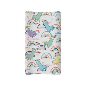BYCHECAR Housse de matelas &agrave; langer en alpaga arc-en-ciel pour b&eacute;b&eacute;s filles et gar&ccedil;ons, housse de table &agrave; langer extensible douce (blanc) (BYCHECAR, neuf)