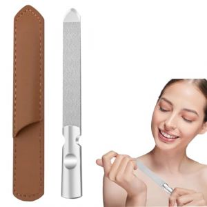 MEXRUMI Limes À Ongles En Métal, Lime À Ongles Professionnelle Double Face En Acier Inoxydable Avec Étui En Cuir, Lime À Ongles Premium Pour Femmes& Hommes, De Haute Qualité Pour Tous Les Types D'Ongl (Redifirm OU-2, neuf)