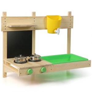 BlueWood Cuisine en Bois pour Enfants - Cuisinette &Eacute;ducative Facile &agrave; Monter avec &Eacute;vier, Cuisini&egrave;re, Four et Tableau Noir, Jeu d&lsquo;Imitation pour Cabane Ext&eacute;rieure et Int&eacute;rieur, 73 x 32.5 x 56 cm (LESGE GRPO, neuf)
