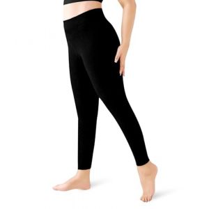 FP DE POWER FLOWER Legging Doublé Fourrure Polaire Femme Leggings Hiver Fourrure Polaire Leggings Thermiques Femmes S/M/L/XL (9666-Black, XXL-3XL) (Power Flower, neuf)