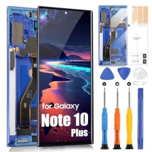 OLED Écran LCD pour Samsung Galaxy Note 10+ Plus pour Samsung Note 10 Plus 5G N975 SM-N975 SM-N975U SM-N976 SM-N976U LCD Écran tactile Digitizer avec Outils(Bleu avec cadre) (Little Wasp, neuf)