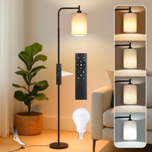Rosnek Lampadaire Sur Pied Salon avec T&eacute;l&eacute;Commande, 12 W, Sans Fil et &agrave; Intensit&eacute; Variable, Ampoule Led E27 Avec Temp&eacute;Rature De Couleur Infinie Et Interrupteur Au Pied, Id&eacute;Al Pour Le Salon (Noir) (ROSNEK-FR, neuf)