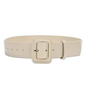 LumiSyne Femme Large Ceinture En Cuir Couleur Unie Classique Grande Boucle Carrée Ceinture Taille Dame Vintage Ceinture Cinch Ceinture Large Taille Haute Pour Robe Chemise Combinaison Manteau (LumiSyne-FR, neuf)