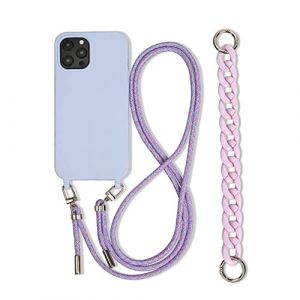 Emlivi Coque cha&icirc;ne de t&eacute;l&eacute;phone Compatible avec iPhone 12 Mini TPU &eacute;tui pour t&eacute;l&eacute;phone 3 en 1 Bracelet Lanyard en Silicone Souple avec Collier De Perles Coque pour iPhone 12 Mini, Lavande (Emlivi, neuf)