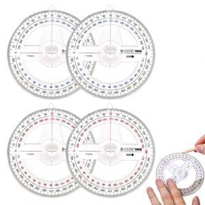 4 Pi&egrave;ces Cercle Rapporteur, 360 Degr&eacute;s Rapporteur R&egrave;gle Bras Oscillant Angle Rapporteur en Plastique Cercle Mesure, Cercle Rapporteur, Pour L' &eacute;cole Bureau (CCtunCanton O&Uuml;, neuf)