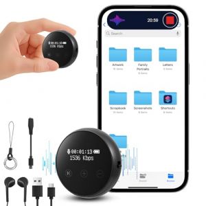 64GB Micro Espion Ecoute a Distance, avec Suppression Intelligente du Bruit DSP, Dictaphone Vocalet Activation, Mot de Passe, Enregistreur Vocal Espion Discret pour Cours, Réunions, Entretiens (asdwams, neuf)