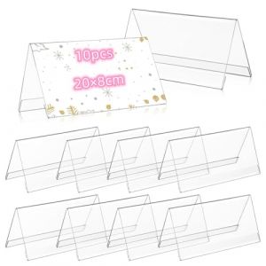 10 Pièces Porte,Étiquette Transparent,Acrylique Signe d'Affichage, Mini Porte Etiquette, Plastique Transparent,pour étiquettes de Prix pour Supermarché Magasin de Détail Magasin de Détail (20*8cm) (xuhuastore, neuf)