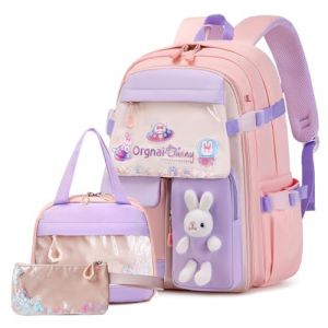 WYCY Sac à dos Quicksand pour filles - Cartable Kawaii avec ouverture de style porte de réfrigérateur - Grande capacité - Motif de lapin, Large (WANGYINGCY, neuf)