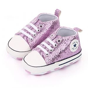 SIFANGPING Chaussures de première étape pour Enfants Chaussures en Toile pour garçons Semelle Souple Chaussures en Toile Respirantes légères et antidérapantes pour bébé EU 17 Violet (SIFANGPING, neuf)