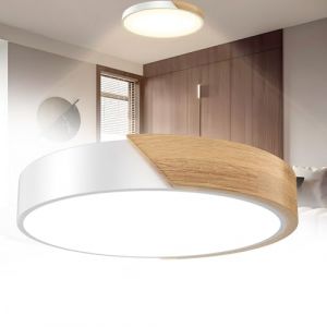 HENGMEI Plafonnier LED 96 W rond en bois 6 000 K-6500 K pour salon, chambre à coucher, salle de bain (bordure blanche) (akioric, neuf)