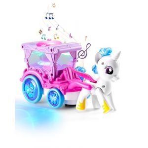 Gofimyee Jouet Voiture-Chariot de Licorne, Voiture &agrave; Roues Omnidirectionnelles avec Musique et Lumi&egrave;res, Jouet Lumineux pour Filles de 3+ Ans - Cadeau pour Anniversaire et No&euml;l (Gofimyee, neuf)