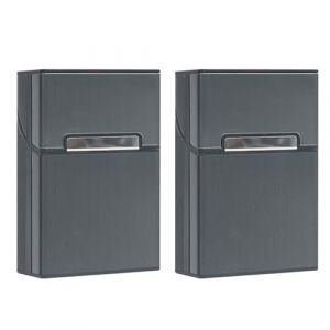 &Eacute;tui &agrave; cigarettes l&eacute;ger, bo&icirc;te &agrave; cigarettes en aluminium, &eacute;tui &agrave; cigarettes en m&eacute;tal, avec interrupteur magn&eacute;tique, &eacute;tui &agrave; cigarettes pour homme et femme (gris 2) (wodungood, neuf)