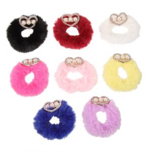 ARTSEWPLY 8 pi&egrave;ces &Eacute;lastiques Cheveux Doux et Extensibles avec Strass Bandeaux Fuzzy pour Filles Accessoires Coiffure Color&eacute;s Jaune Rouge Profond Noir Blanc Rose Rouge Bleu (Xiiierw, neuf)