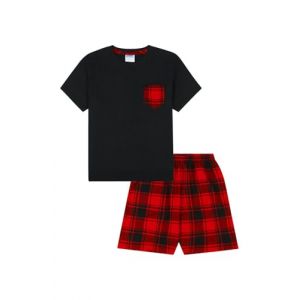 ThePyjamaFactory Gar&ccedil;on Court en Coton &agrave; Carreaux Noir et Rouge Pyjamas (12-13 Ans) (ThePyjamaFactory, neuf)